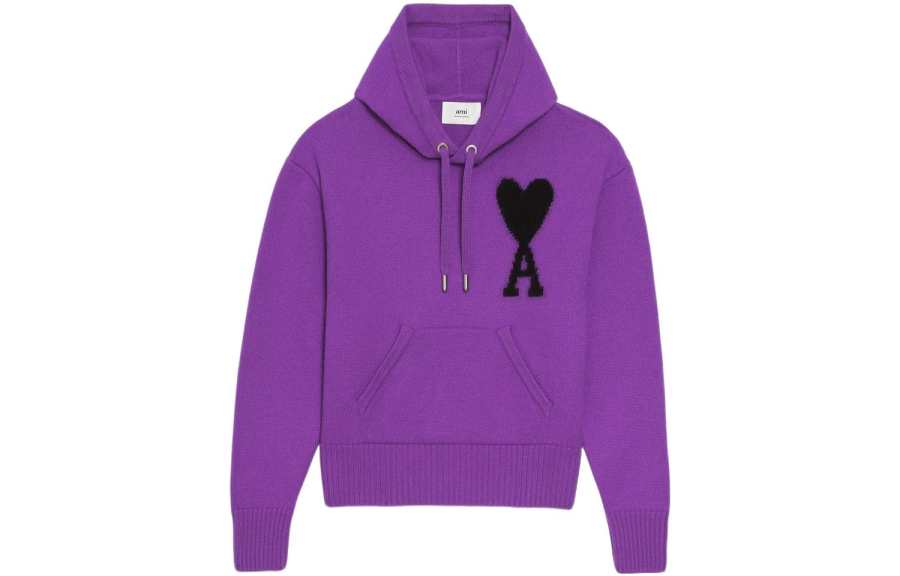 Amiparis logo-intarsia knit hoodie