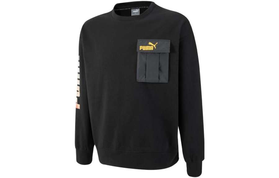 PUMA PUMA Sweatshirts Men's Black Crew Neck Moderate Regular