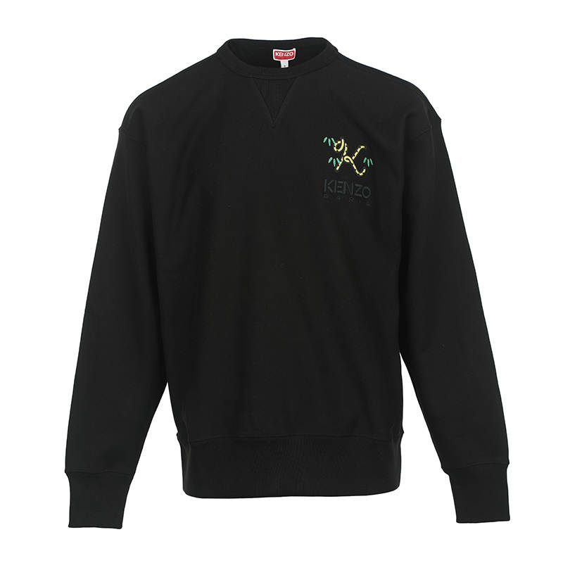 KENZO Sweatshirts Men's Black Crew Neck Moderate Regular