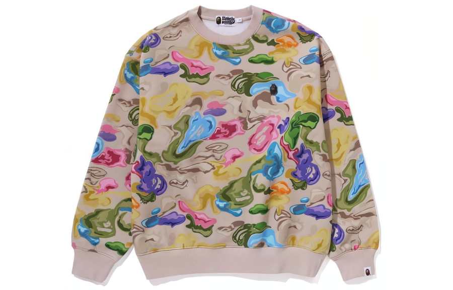 A BATHING APE Bape Art Camo Metal One Point Crewneck