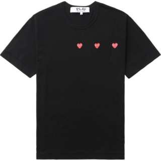CDG Play T Shirts Men's Black Crew Neck Moderate