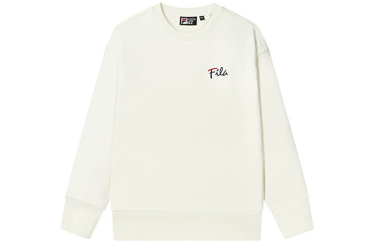 FILA Sweatshirts Unisex Milk Salt White Crew Neck Moderate Regular