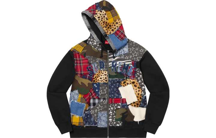 Supreme Supreme Patchwork Zip Up Hooded Sweatshirt
