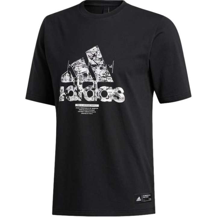 Adidas Adidas T Shirts Men's Black Crew Neck Moderate Straight Fit