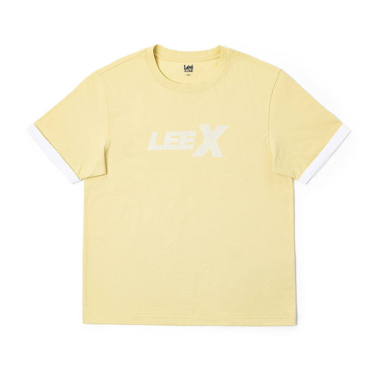 Lee Lee T Shirts Men's Yellow Crew Neck Moderate
