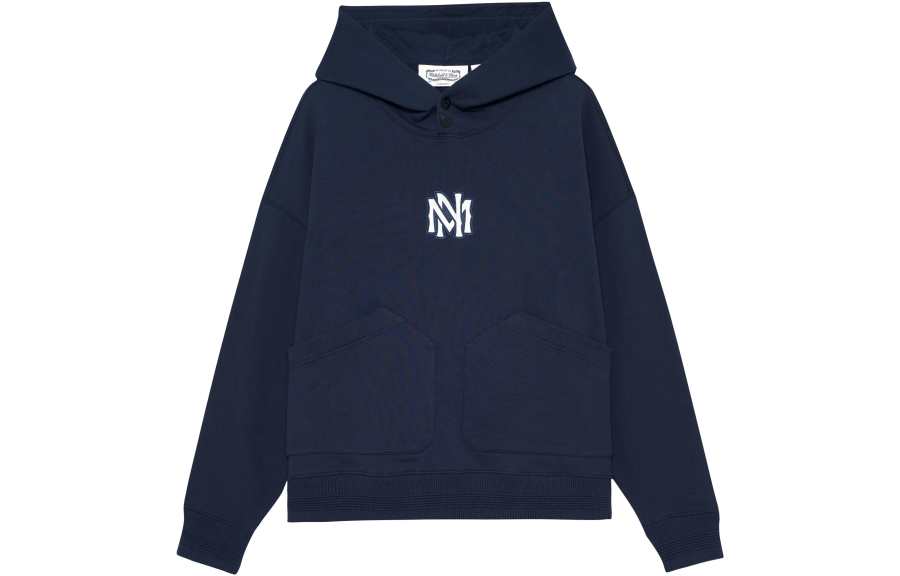 Mitchell Ness Mitchell Ness Sweatshirts Unisex Navy Blue Hooded Thickened Regular