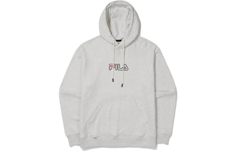 FILA Sweatshirts Unisex Beige Gray Hooded Moderate Regular