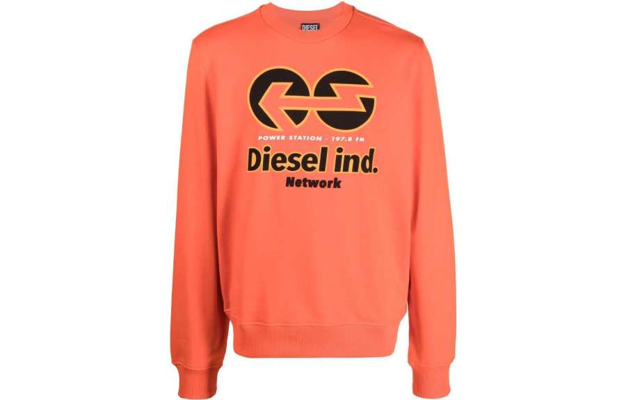 DIESEL DIESEL Sweatshirts Men's Orange Crew Neck Moderate Regular