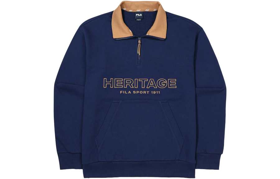 FILA Sweatshirts Unisex Blue Lapel Moderate Regular