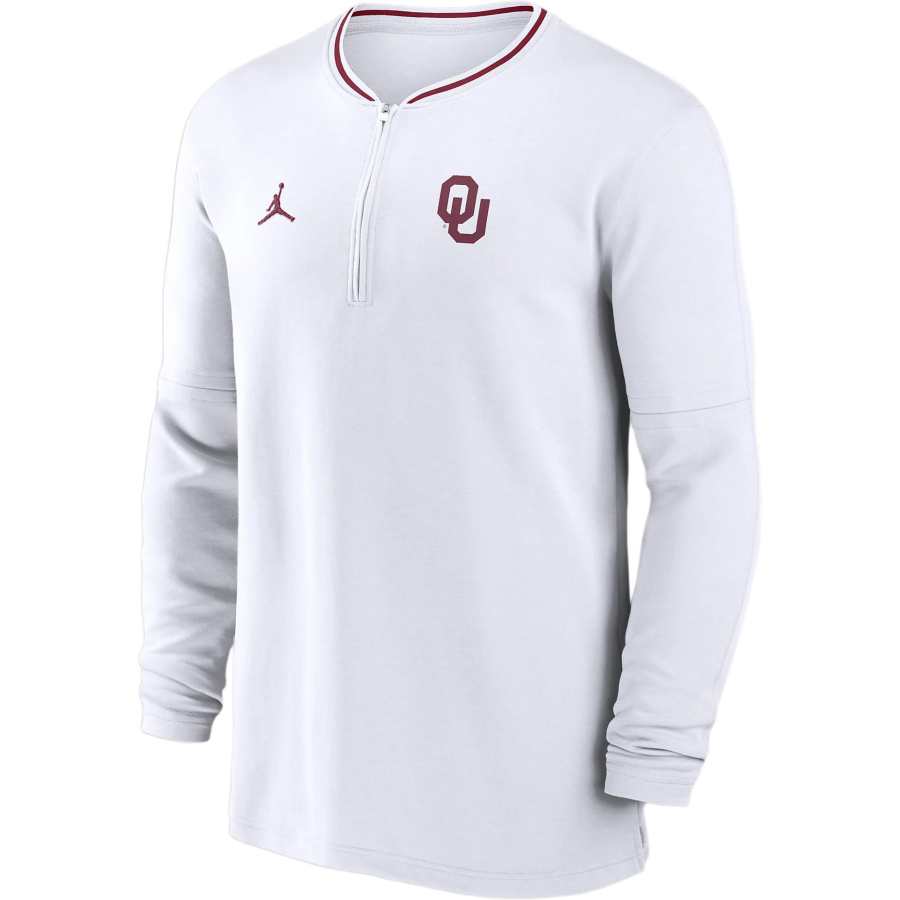 Jordan Jordan Oklahoma Sooners Sideline Coach Men's Jordan Dri FIT College 1/2 Zip Long Sleeve Top