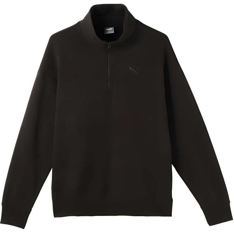 PUMA Retro Sports Casual Half Zip Semi Open Collar Fleece Lined Sweatshirt Unisex Black