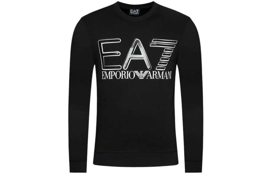 EMPORIO ARMANI EA7 Sweatshirts Men's Black Crew Neck Moderate Regular