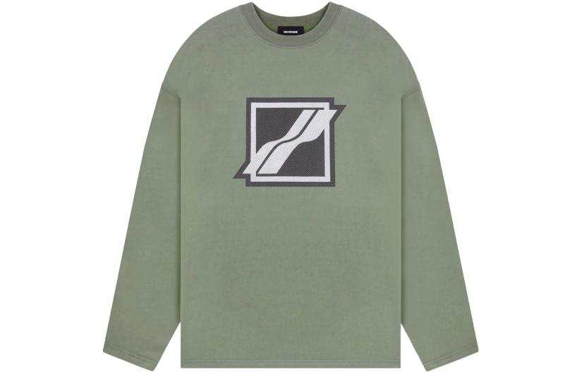 WE11DONE Sweatshirts Unisex Olive Green Crew Neck Moderate Heavyweight