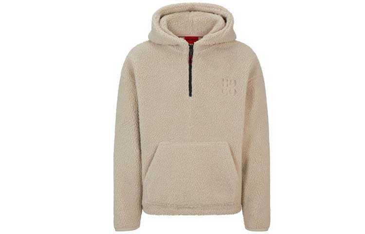 HUGO BOSS Sweatshirts Men's Beige Hooded Moderate Regular