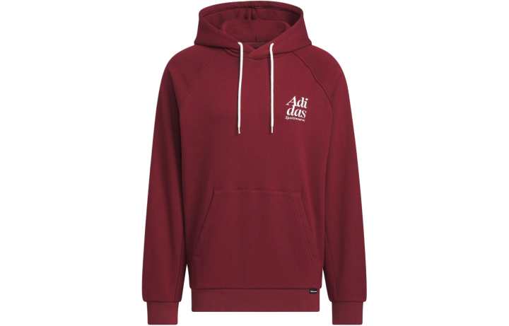 Adidas Adidas Small Logo Waffle Hoodie Sweatshirt Men's Dark Red