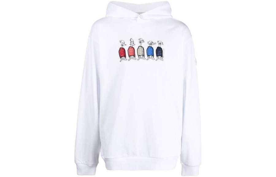 Moncler Moncler Sweatshirts Men's White Hooded Moderate Regular