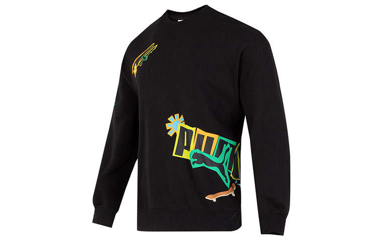PUMA PUMA CLASSICS Sweatshirts Men's Black Crew Neck Moderate Regular