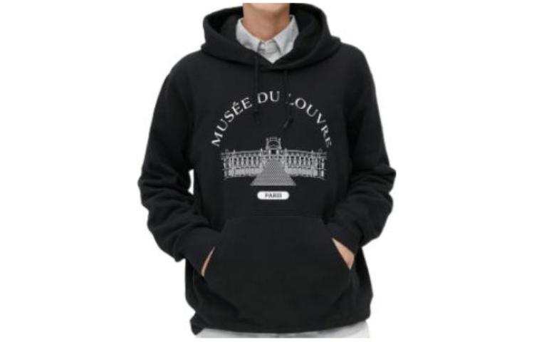 UNIQLO Sweatshirts Men's Black Hooded Moderate Regular