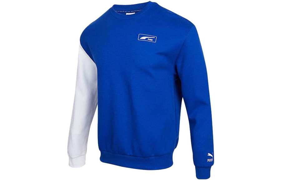 PUMA PUMA Sweatshirts Men's Blue White Crew Neck Moderate Regular