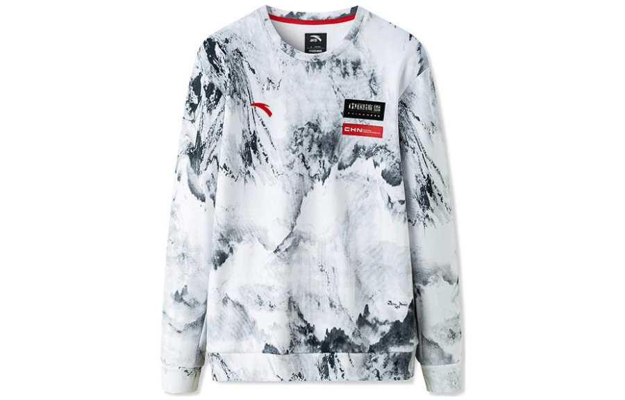 Anta Collection, Solid Color Label Print Logo Crew Neck Fleece Lined Thermal Long Sleeved Shirt Sweatshirt Men's