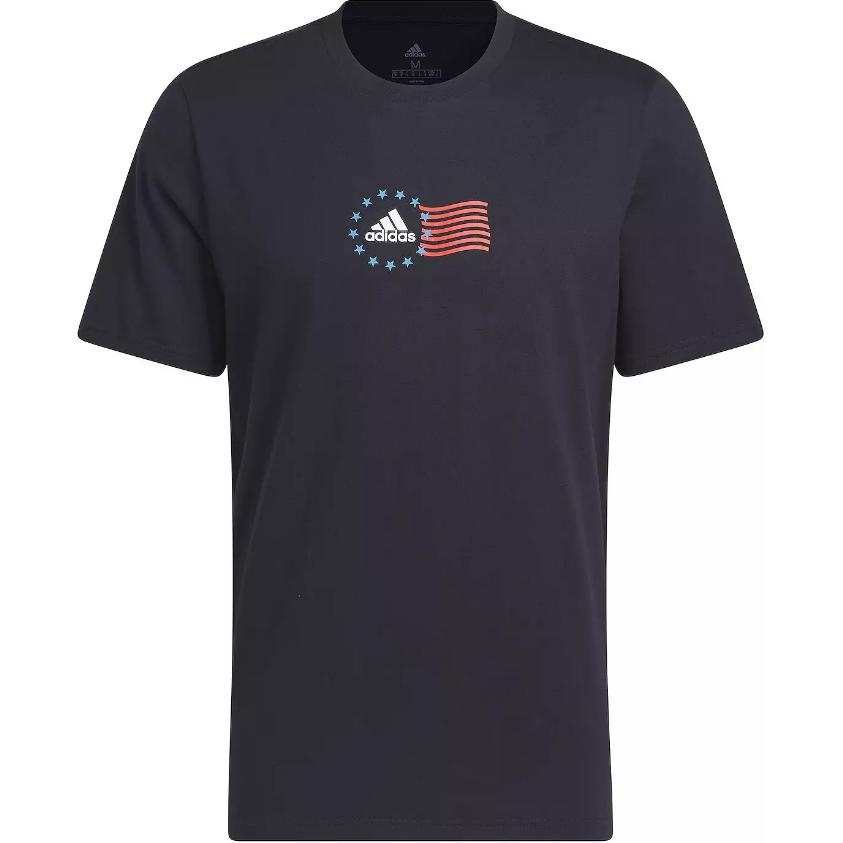 Adidas Adidas Americana Graphic T Shirts Men's Dark Blue Crew Neck Moderate Straight Fit