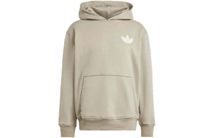 Adidas Originals PREMIUM GRAPHIC Sweatshirts Men's Pebble Silver Gray Hooded Moderate Regular