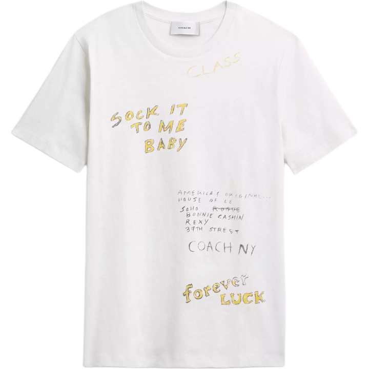 COACH COACH T Shirts Men's White Crew Neck Moderate