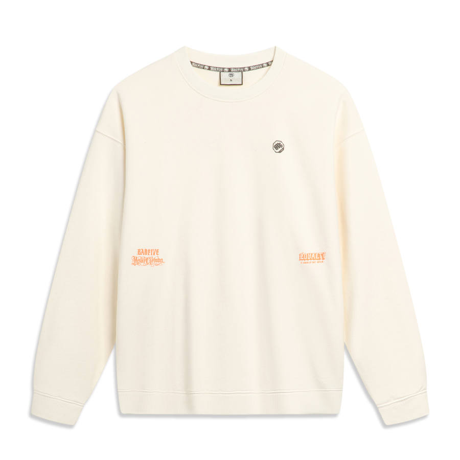 Li-Ning Li Ning Sweatshirts Unisex Ecru Crew Neck Moderate Regular