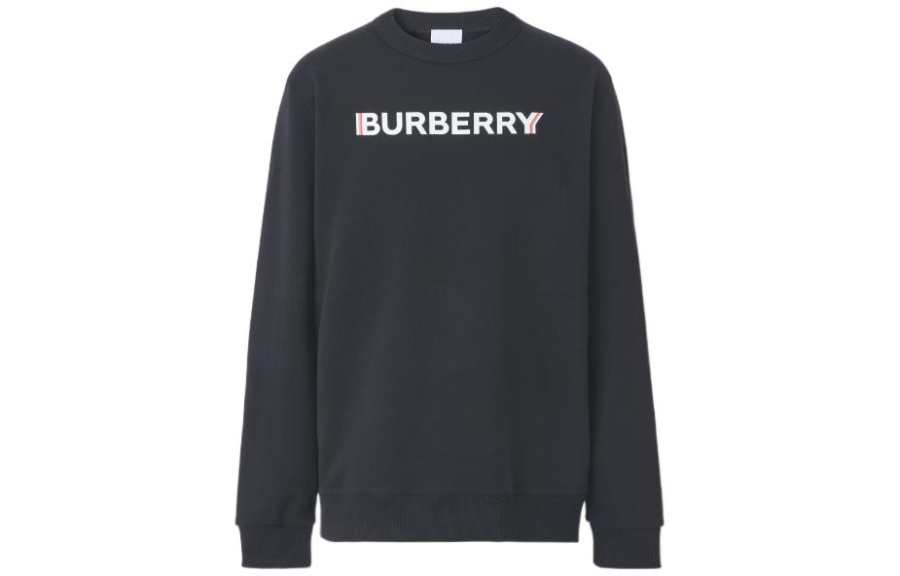 Burberry Logo Print Cotton Sweatshirt Black