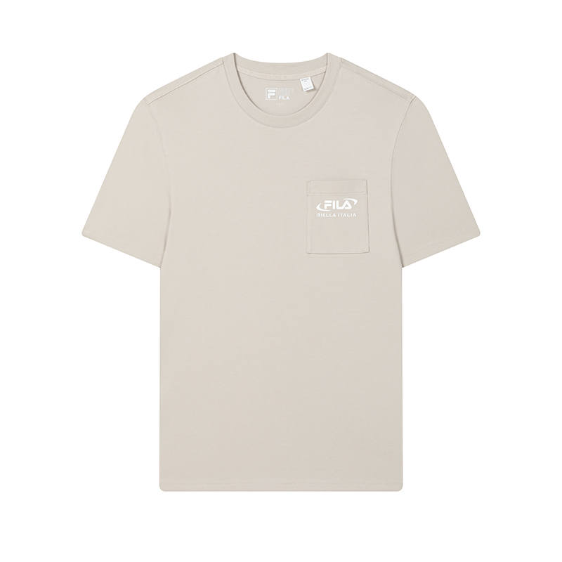 FILA T Shirts Men's Sparrow Oat Crew Neck Moderate Straight Fit