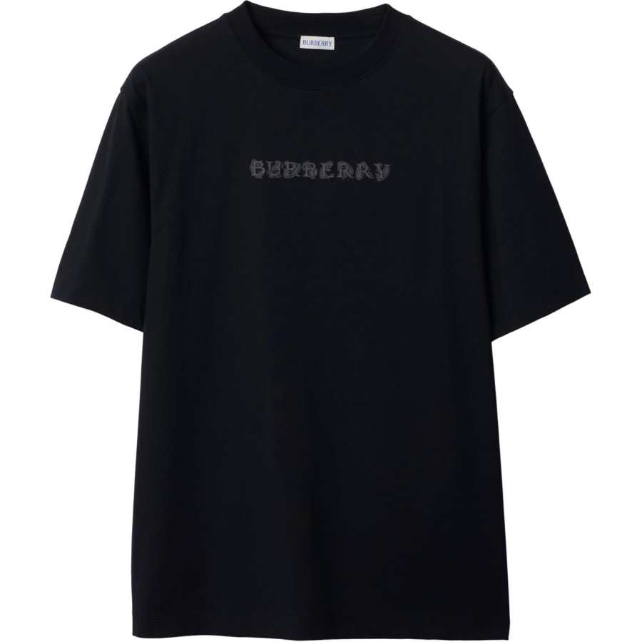 Burberry T Shirts Men's Black Crew Neck Moderate Straight Fit