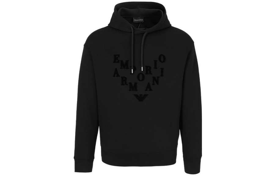 EMPORIO ARMANI Sweatshirts Men's Black Hooded Moderate Regular