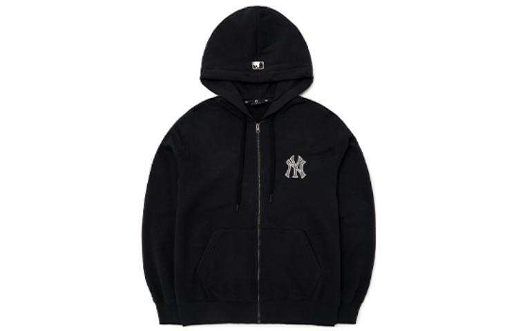 MLB New York Yankees Sweatshirts Unisex Black Hooded Thickened Cardigan