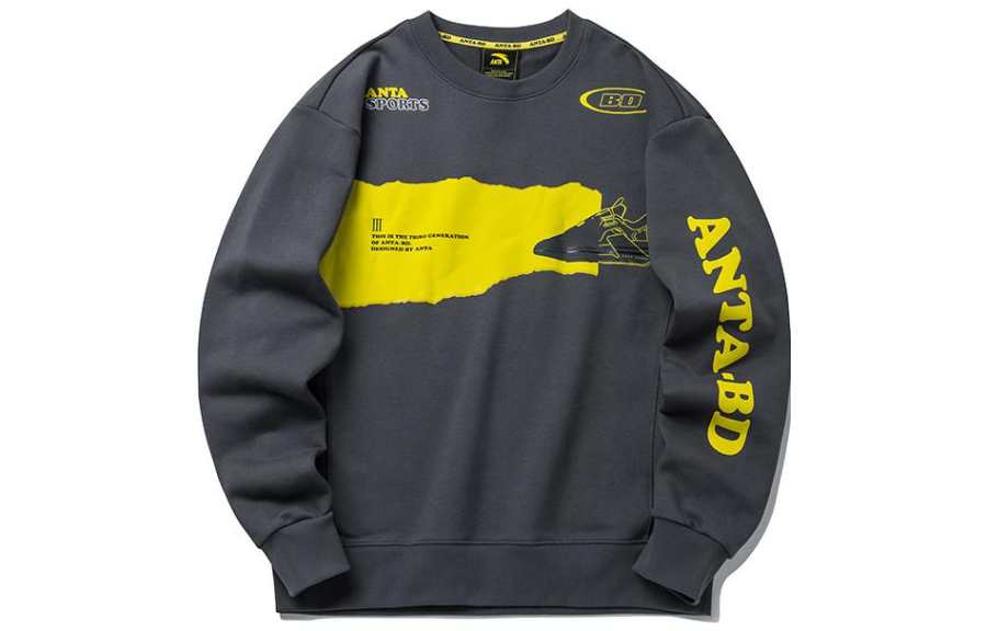 ANTA Sweatshirts Men's Gray Crew Neck Moderate Regular