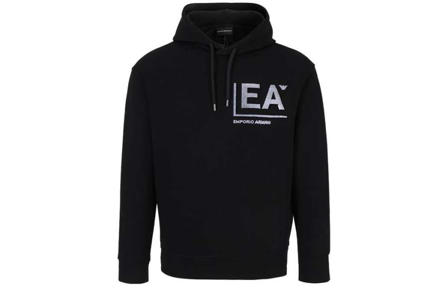 EMPORIO ARMANI EA Sweatshirts Men's Black Hooded Moderate Regular