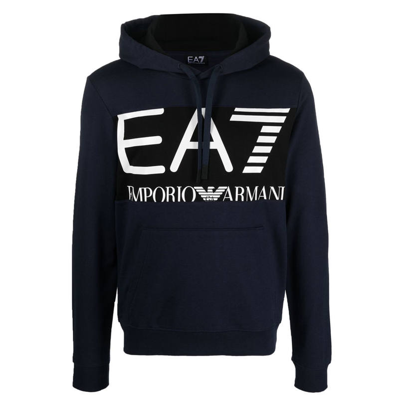 EMPORIO ARMANI EA7 Sweatshirts Men's Marine Blue Hooded Non Detachable Moderate