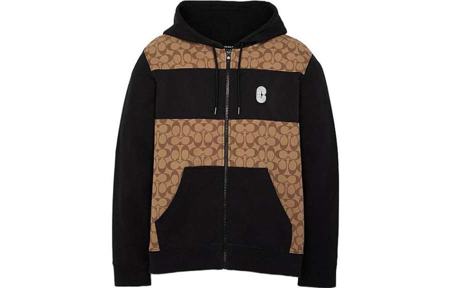 COACH Signature Men Full Zip Hoodie Khaki