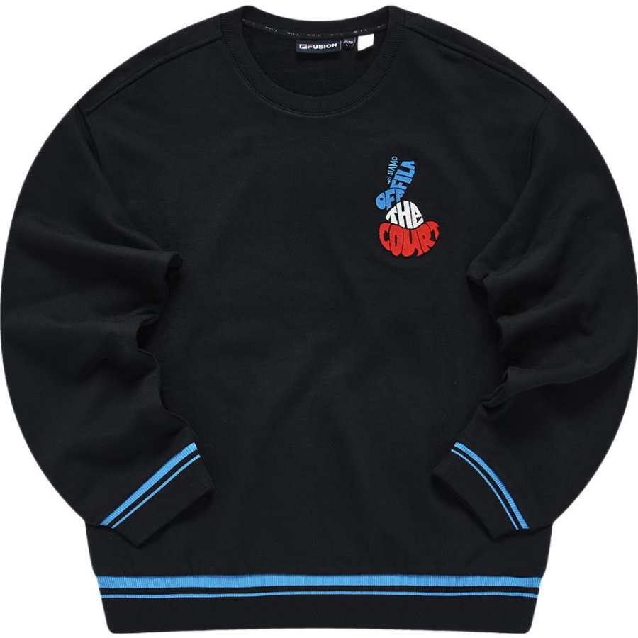 FILA FUSION Off THE COURT Sweatshirts Men's Pitch Black Crew Neck Moderate Regular