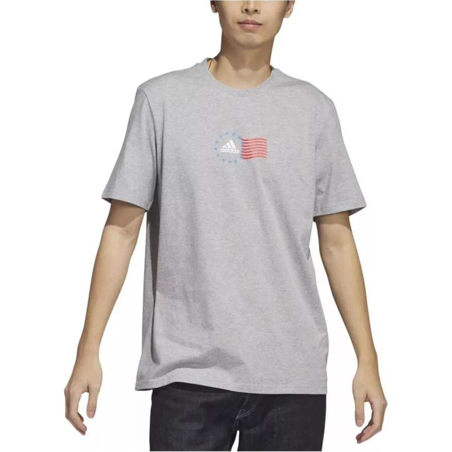 Adidas Adidas T Shirts Men's Gray Crew Neck Moderate Straight Fit