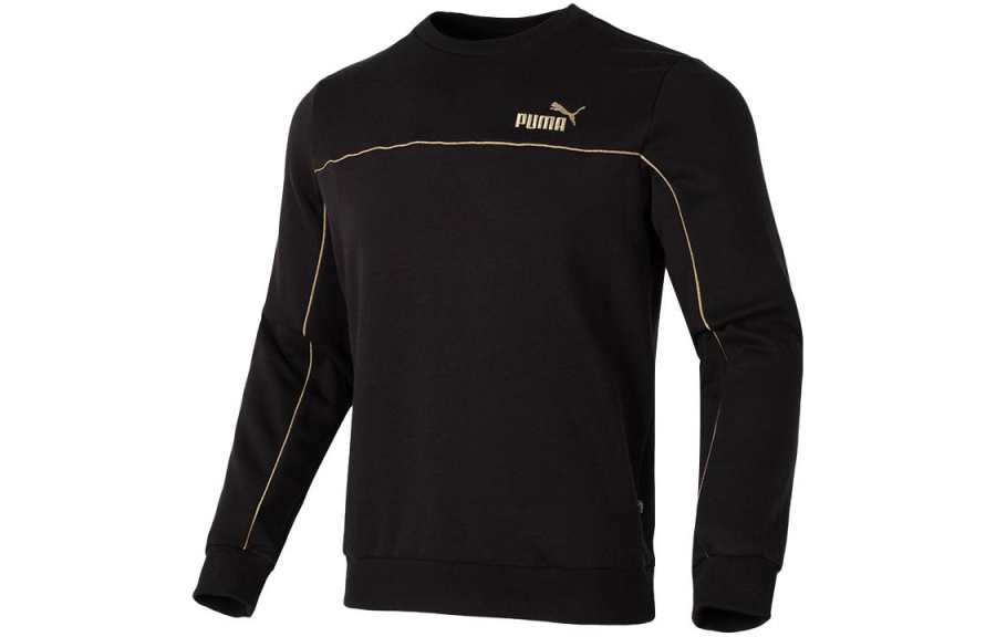 PUMA Sports Life Collection Brand Logo Pattern Fleece Lined Sweatshirt Men's Black
