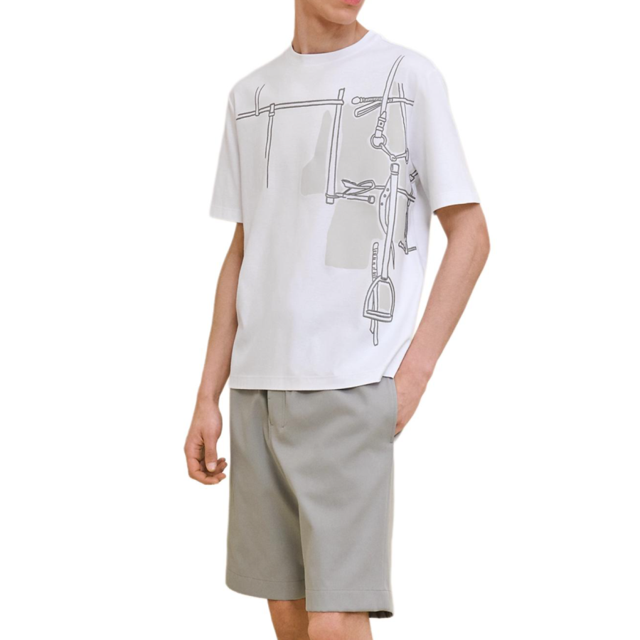 HERMES HERMES T Shirts Men's White Crew Neck Moderate