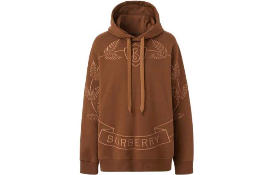 Burberry Embroidered Oak Leaf Crest Cotton Hoodie