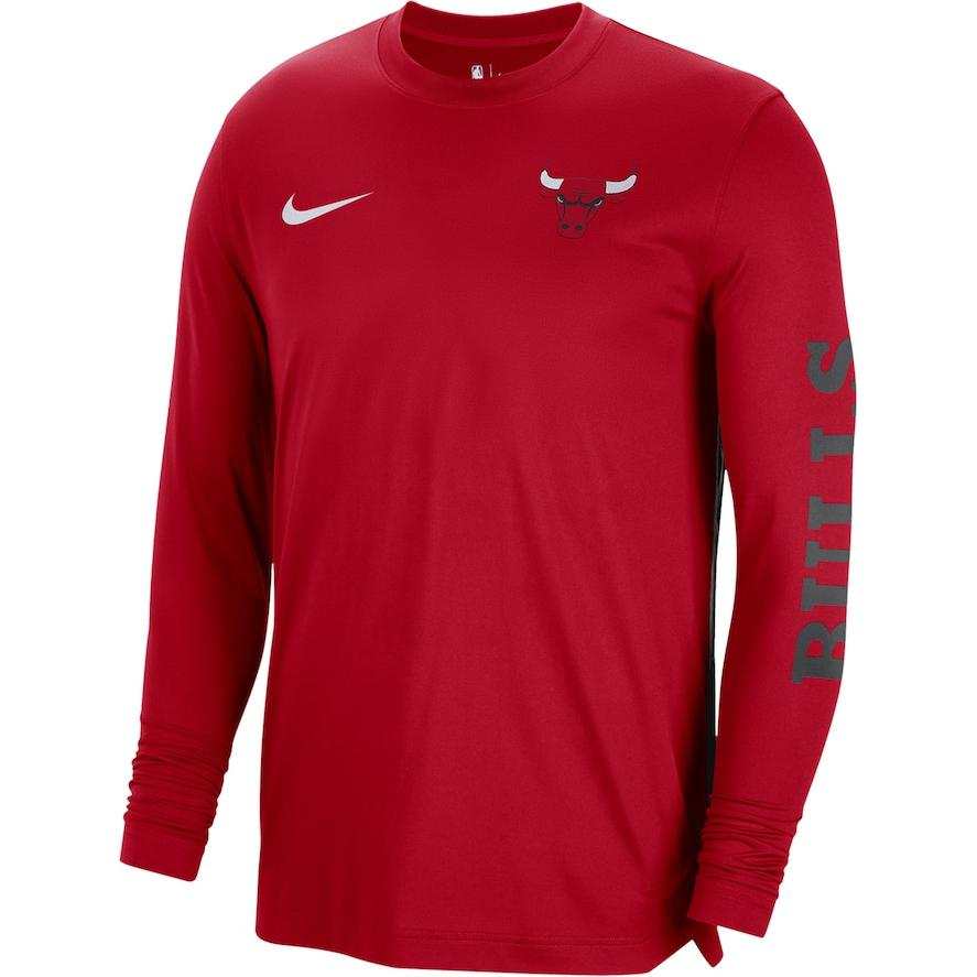 NBA Chicago Bulls Nike Long Sleeve Pre Game T Shirt Men's Red
