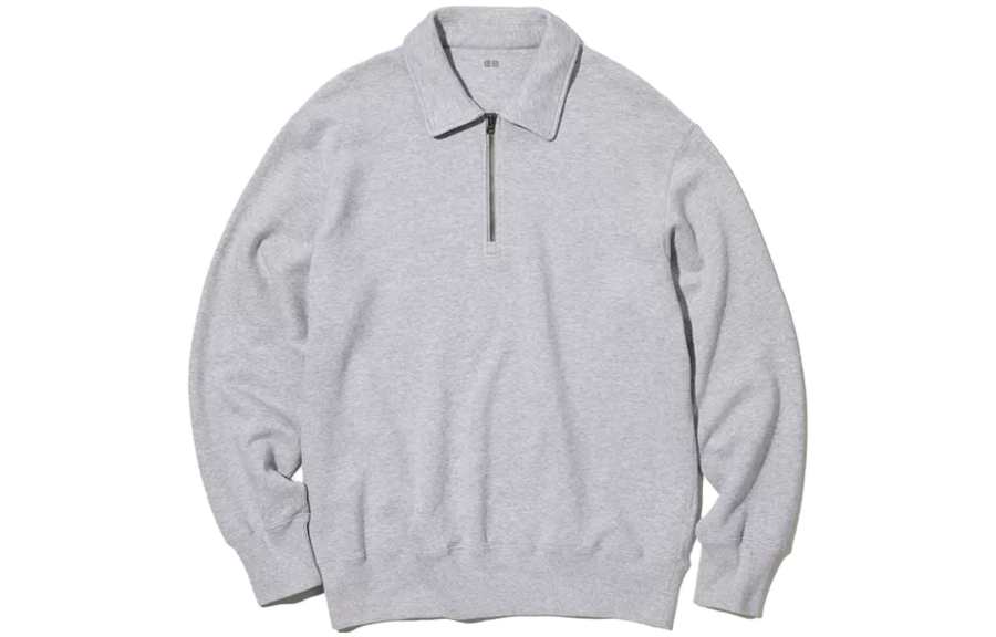 UNIQLO Sweatshirts Men's Gray Lapel Moderate