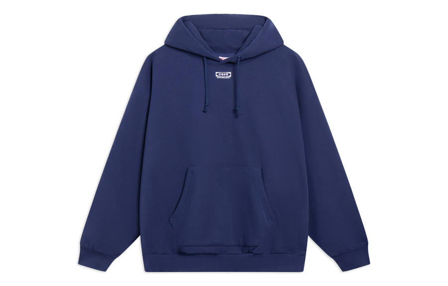 Li-Ning Li Ning China Li Ning Sweatshirts Unisex Dark Ship Blue Hooded Moderate Regular