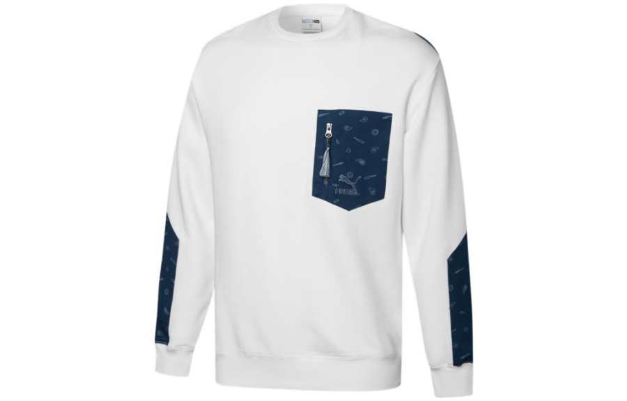 PUMA PUMA Sweatshirts Men's White Crew Neck Moderate Regular