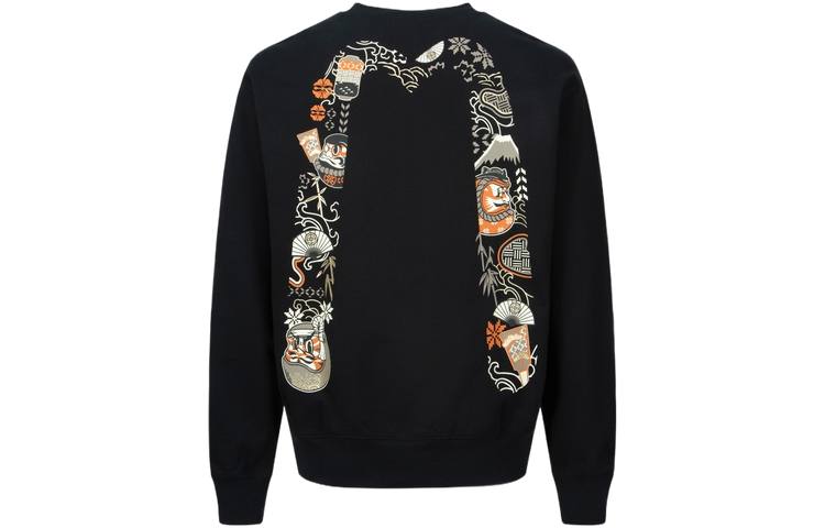 EVISU Sweatshirts Men's Black Crew Neck Moderate Other