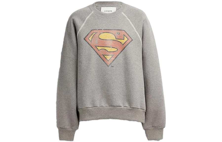 COACH Sweatshirts Unisex Dark Gray Crew Neck Moderate Regular
