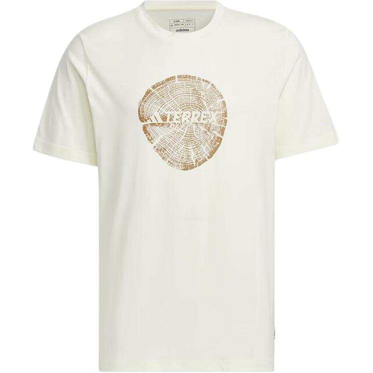Adidas Adidas T Shirts Men's Ecru Crew Neck Moderate Straight Fit