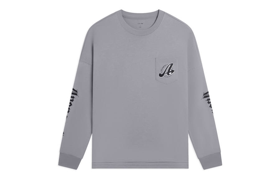 Li-Ning Li Ning Sports Fashion Collection Sweatshirts Unisex Gull Gray Crew Neck Moderate Regular